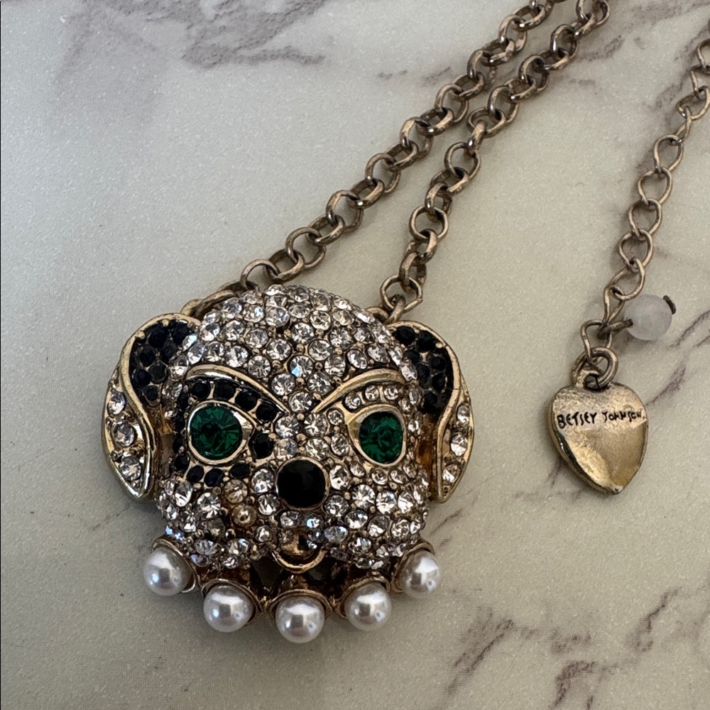 Betsey Johnson Rhinestone Dog Necklace